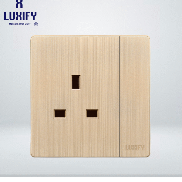 فيش 13 أمبير مع مفتاح مفرد ذهبي LUXIFY