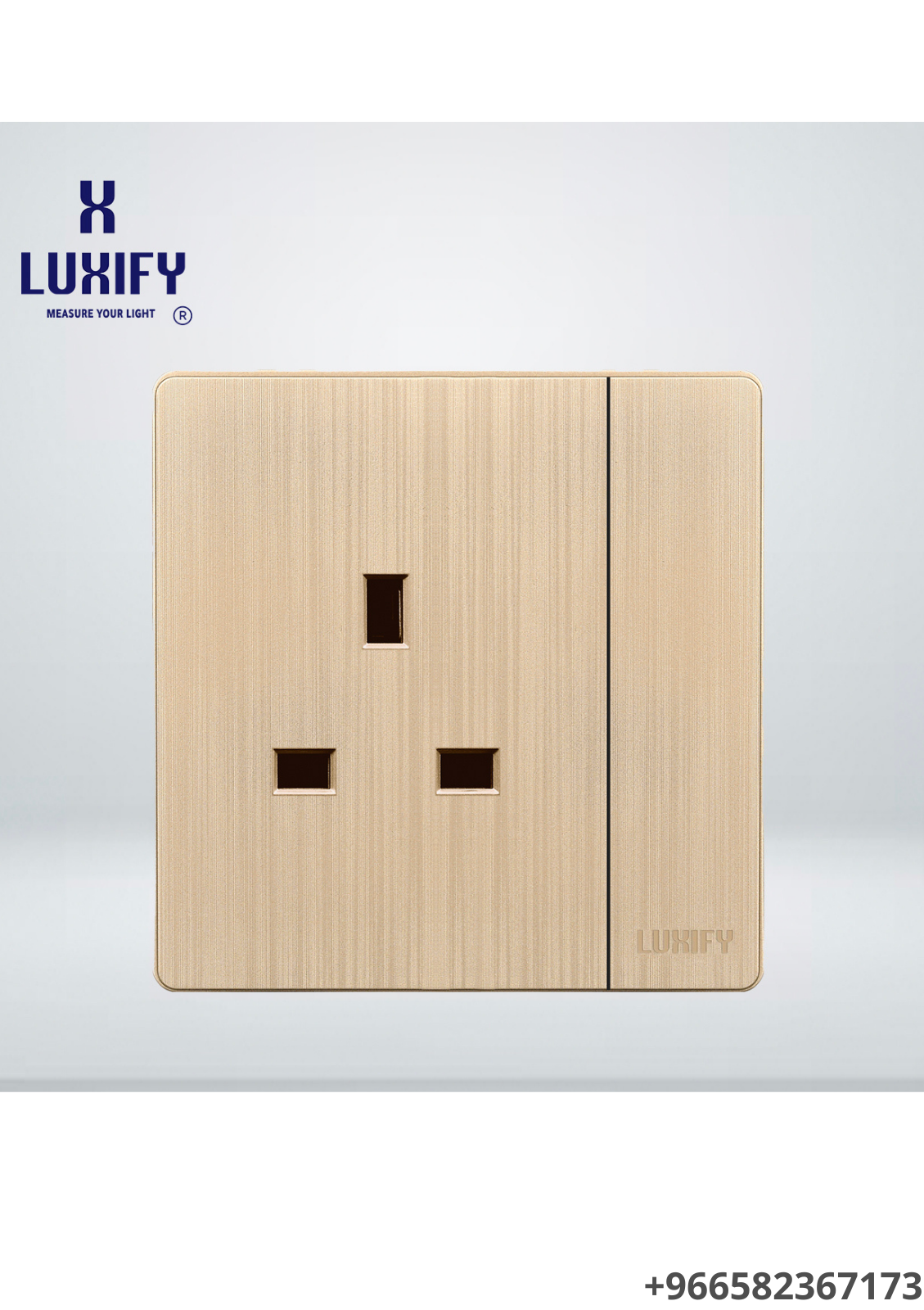 فيش 13 أمبير مع مفتاح مفرد ذهبي LUXIFY