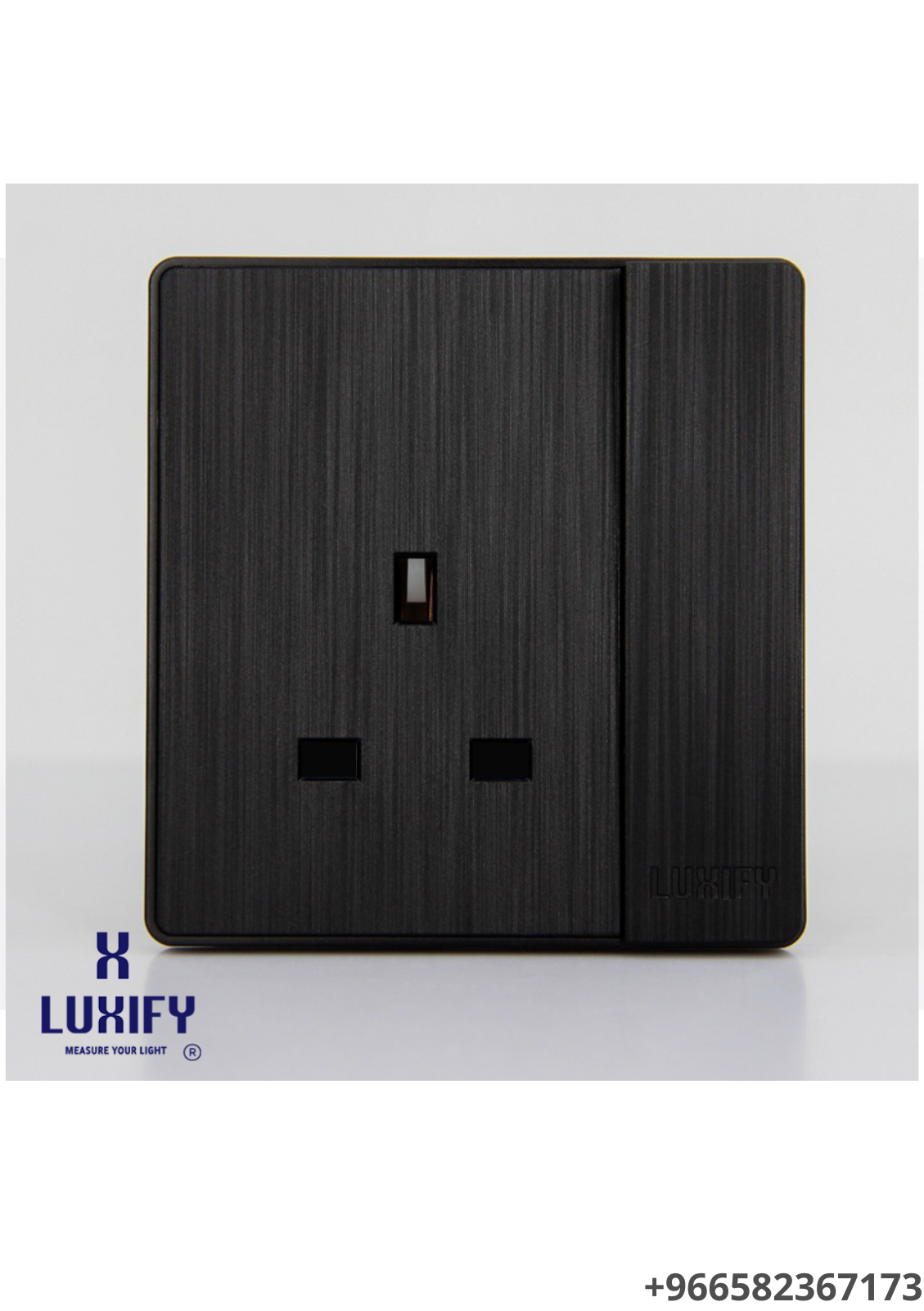 فيش 13 أمبير مع مفتاح مفرد أسود LUXIFY